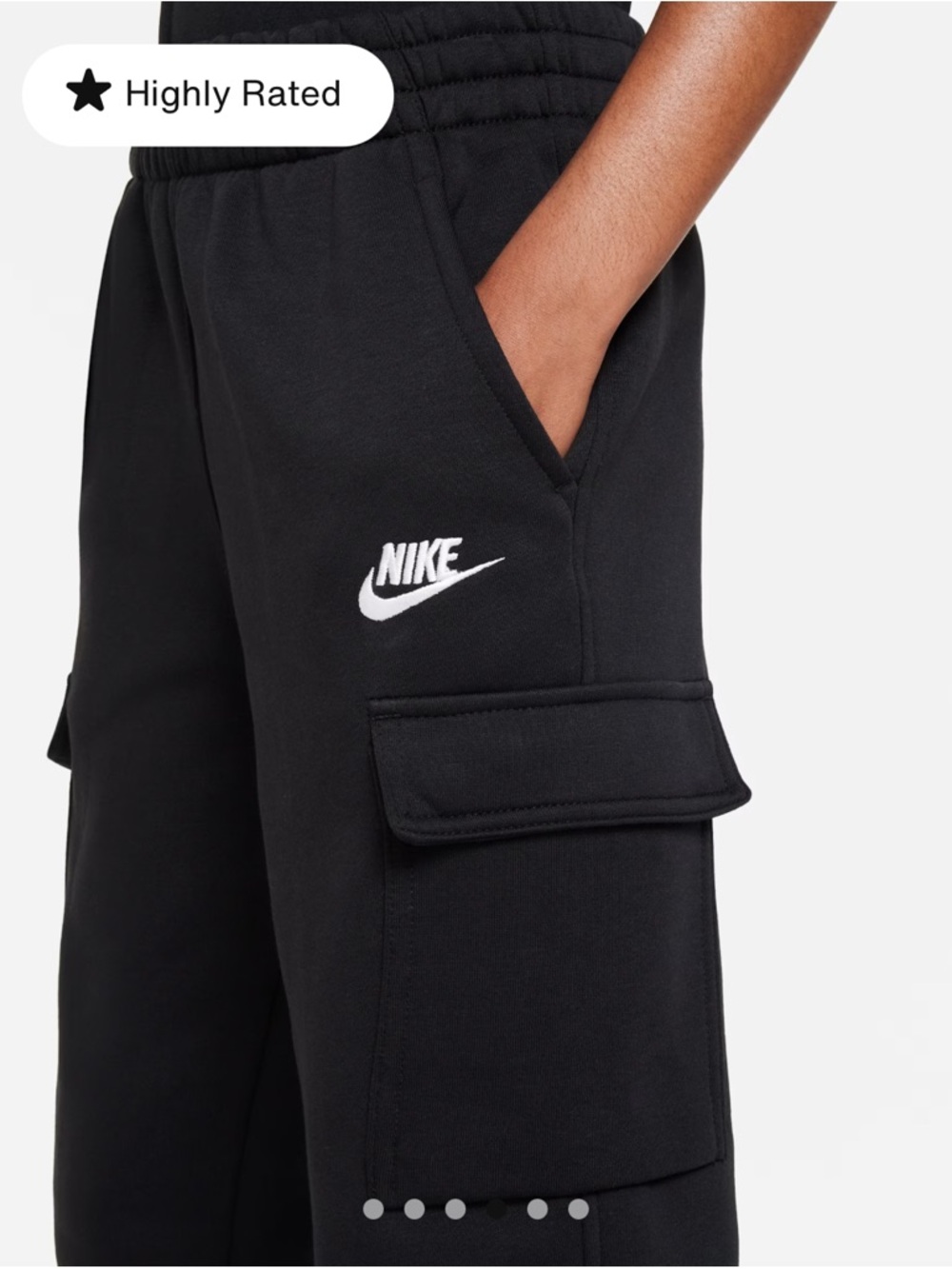 Nike Black Cargo Joggers with White Swoosh